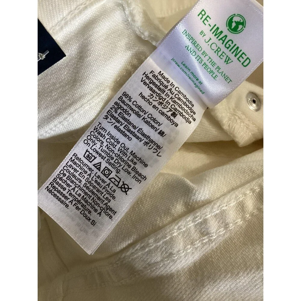 J Crew Wide Leg Crop Jeans Womens 32 White High Rise All Day Stretch Raw Hem